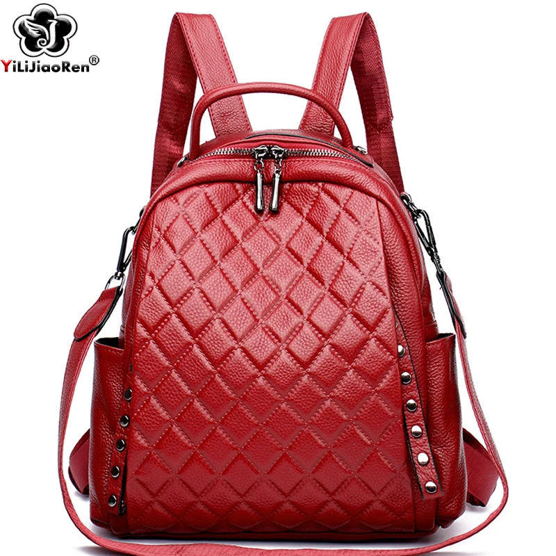 Luxury Zipper Bags - Genuine Leather Rucksack Women Shoulder Bag