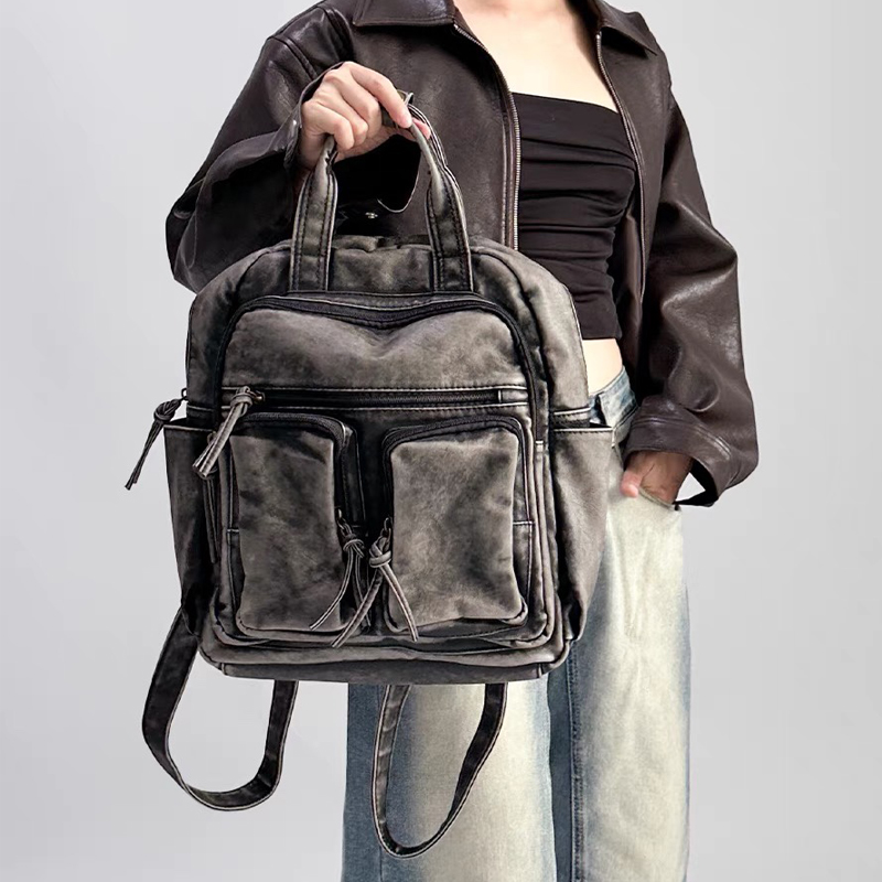 Luxury Zipper Bags - Luxury Soft Washed Pu Leather Back