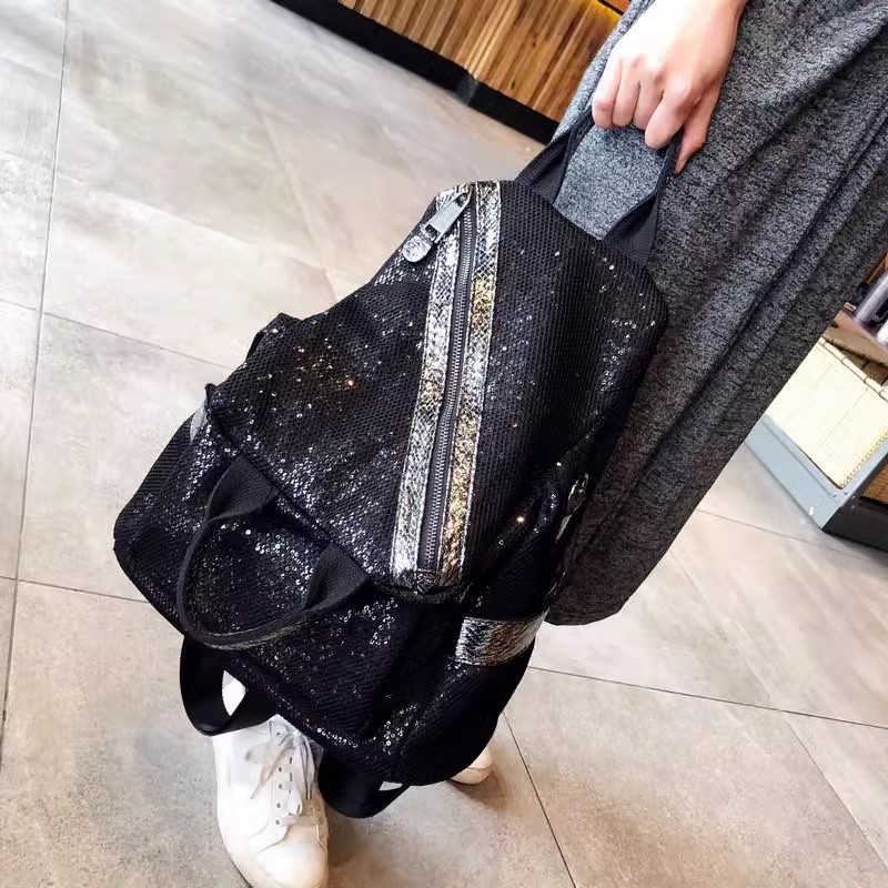 New Women Nylon Sequins Backpa - Luxury Zipper Bags ulasan dan harga