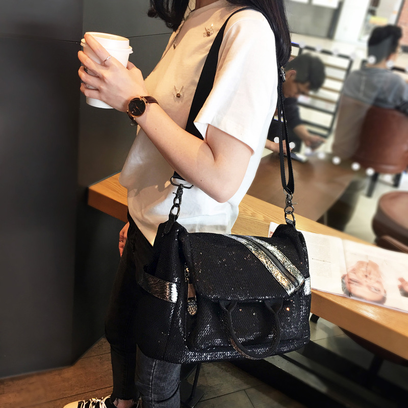 New Women Nylon Sequins Backpa - Luxury Zipper Bags ulasan dan harga