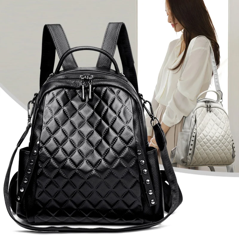 Genuine Leather Rucksack Women - Luxury Zipper Bags ulasan dan harga