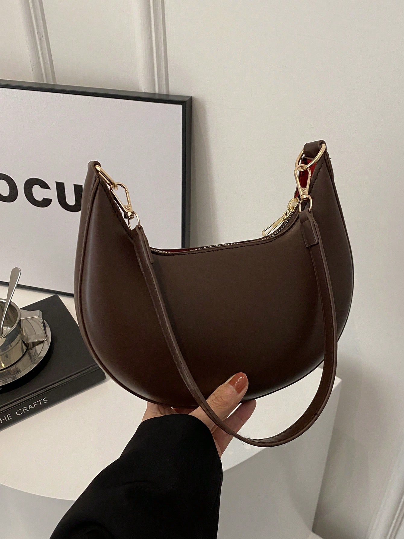 SHEIN MOD 1pc Coffee Brown Cre - Luxury Bags Quiet ulasan dan harga